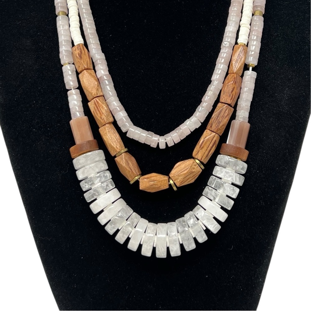 Serefina Rose & Clear Quartz Bohemian-Style, Multi-Strand Statement Necklace - Picture 2 of 9